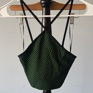 IT Green and Black Geometric Crop Top